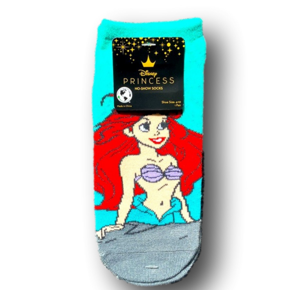 3/$20 The Little Mermaid Princess Ariel Funny Novelty No Show Socks - Brand New